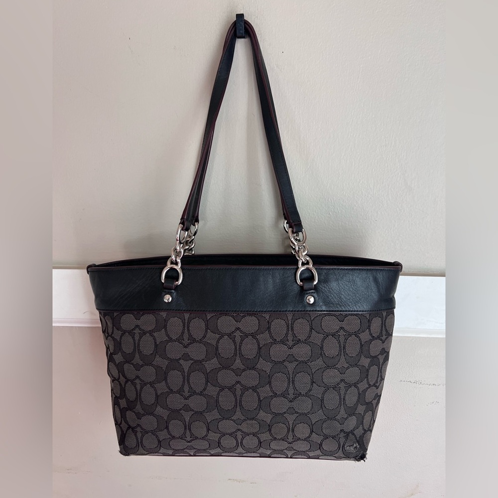 Coach Black and Gray Signature Tote - Picture 3 of 6